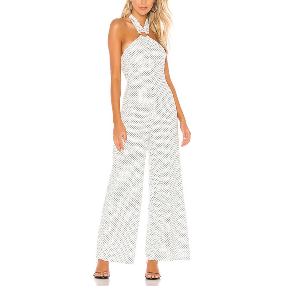 TULAROSA Aubrielle Jumpsuit in Ivory & Black Dot